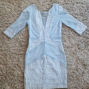 Lulu's summer baby blue lace mini dress